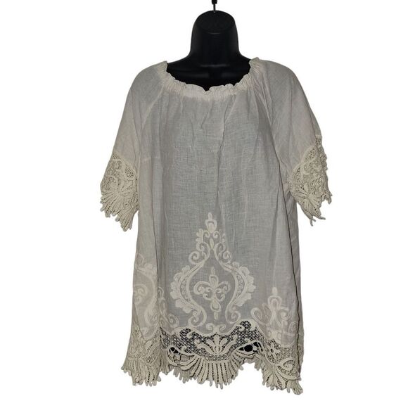 Indigo Soul Cream/ivory  Embroidered Blouse - Picture 1 of 4